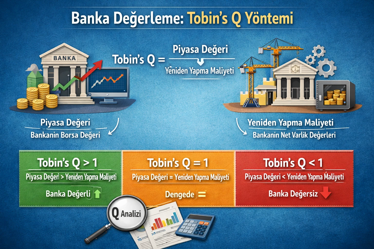 Banka Değerleme: Tobin’s Q Yöntemi — Q Oranı, Formüller, Veri Kaynakları, Emsal Bankalar ve Hesaplama Algoritması