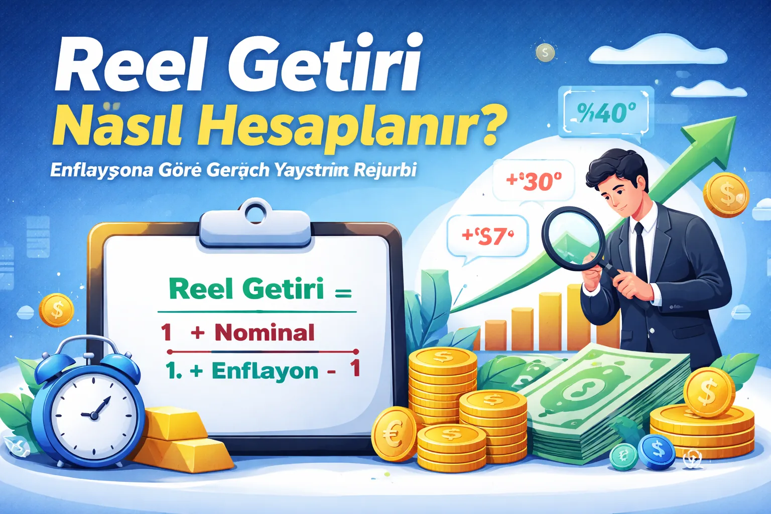 Reel Getiri Nasıl Hesaplanır? Enflasyona Göre Gerçek Yatırım Getirisi Rehberi (Nominal vs Reel Getiri, TÜFE, Formül ve Örnekler)