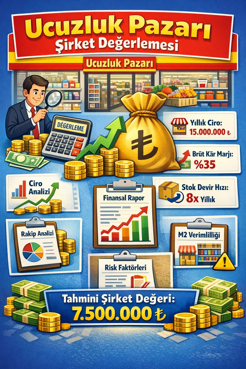 Ucuzluk Pazarı Şirketi Değerleme: İskonto Marketlerinde Nakit Döngüsü, Stok ve Marj ile Şirket Değeri Hesaplama